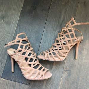 Massimo size 8.5 cage heeled sandals tan nude